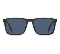 Tommy Hilfiger Th 2320/c Occhiali Da Sole Uomo Nero Rettangolari Blu 56mm Polarizzato