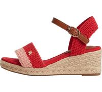 Tommy Hilfiger TH Mid Espad Wedge Crochet Fw0fw09516, Sandali con Tacco Donna, Red (Ornamental Red), 42 EU