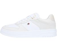 Tommy Hilfiger TH Sporty Cupsole Tumbled LTR Fw0Fw09024, Basso Top Donna, White (White/Light Grey), 37 EU