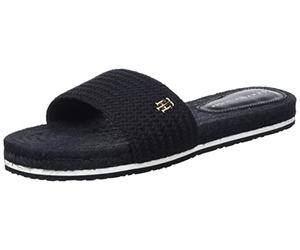 Tommy Hilfiger TH TEXTURED FLAT SANDAL FW0FW06438, Donna, Nero (Black), 36 EU