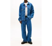 Tommy Jeans - Theo - Giacca trucker oversize lavaggio blu medio con stampa 50