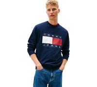 Tommy Jeans Felpa da Uomo Tjm Reg Big Flag Cneck Ext DM0DM22643, Blu (Blu Scuro), S