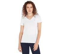 Tommy Hilfiger Tjw Skinny Stretch V Neck Dw0dw09197, Top in maglia a maniche corte Donna, Bianco (White), XS