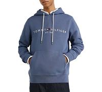 Tommy Hilfiger Tommy Logo Hoody Mw0Mw11599, Felpe con Cappuccio, Uomo, Blu (Faded Indigo), S