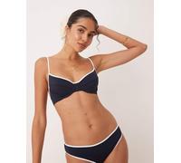 Tommy Hilfiger - Top bikini con ferretto blu navy con profili bianchi 3 B