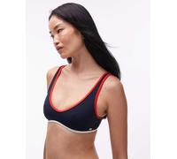 Tommy Hilfiger - Top bikini stile bralette con scollo rotondo blu navy XS