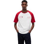 Tommy Hilfiger Unisex T-shirt Maniche Corte TH X Cadillac F1 Varsity Raglan in Cotone, Multicolore (White/Red), L