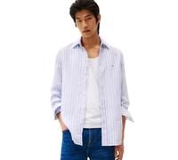 Tommy Hilfiger Uomo a Maniche Lunghe Casual Linen Button Down in Regular Fit, Maniche Lunghe, Bottoni Casual in Lino, vestibilità Normale, Breezy Blue/Optic White, M