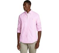 Tommy Hilfiger Uomo Camicia Flex Poplin Classic Regular Fit, Multicolore (Classic Pink/Optic White), S