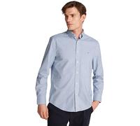 Tommy Hilfiger Uomo Camicia Flex Poplin Classic Regular Fit, Multicolore (Wedge Blue / Optic White), XS