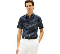 Tommy Hilfiger Uomo Camicia Flex Poplin Maniche Corte, Blu (Desert Sky/Allover), XXL