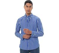 Tommy Hilfiger Uomo Camicia Flex Poplin Nautical in Cotone, Multicolore (Optic White / Wedge Blue), L