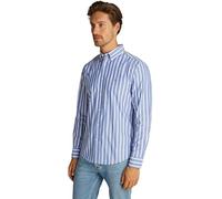 Tommy Hilfiger Uomo Camicia Flex Poplin Nautical in Cotone, Multicolore (Wedge Blue / Optic White), 3XL