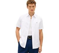 Tommy Hilfiger Uomo Camicia Linen Blend Solid Maniche Corte, Bianco (White), M