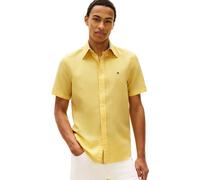 Tommy Hilfiger Uomo Camicia Linen Blend Solid Maniche Corte, Giallo (Citronella), XXL