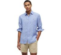 Tommy Hilfiger Uomo Camicia Linen Textured Regular Fit, Blu (Regal Blue/Stripe), M