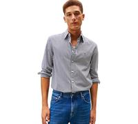Tommy Hilfiger Uomo Camicia Poplin Gingham Casual, Blu (Black/Check), S