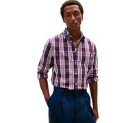 Tommy Hilfiger Camicia da Uomo Flex Poplin a Quadri M MW0MW41712 L/S, Blu, L, Blu (Preppy Navy/Check), L