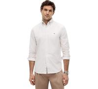 Tommy Hilfiger Uomo Camicia Stripe Regular Fit Maniche Lunghe, Bianco (Safari Canvas/White), M