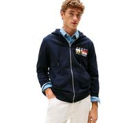 Tommy Hilfiger Uomo Felpa con Cappuccio e Zip Colour Flag Zip Through con Logo, Blu (Desert Sky), XXL