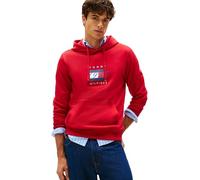 Tommy Hilfiger Uomo Felpa con Cappuccio Linear Flag Graphic in Cotone, Rosso (Medium Red), M