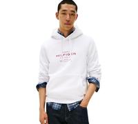 Tommy Hilfiger Uomo Felpa con Cappuccio Oval Graphic con Logo, Bianco (White), L