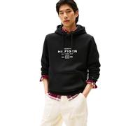 Tommy Hilfiger Uomo Felpa con Cappuccio Oval Graphic con Logo, Nero (Black), S