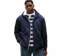 Tommy Hilfiger Uomo Felpa con Cerniera Global Stripe Zip Through con Colletto alla Coreana, Blu (Desert Sky), 2XL