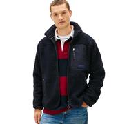 Tommy Hilfiger Uomo Felpa con Cerniera Teddy Fleece Zip Through con Colletto alla Coreana, Blu (Desert Sky), S