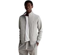 Tommy Hilfiger Uomo Felpa con Zip Mix Media Zip Thru Stand Colletto alla Coreana, Grigio (Light Grey Heather), XXL