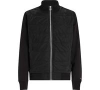 Tommy Hilfiger Uomo Felpa con Zip Mix Media Zip Thru Stand Colletto alla Coreana, Nero (Black), L