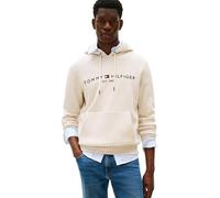 Tommy Hilfiger Uomo Felpa Tommy Logo con Cappuccio, Beige (Heathered Oatmilk), S