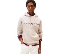 Tommy Hilfiger Uomo Felpa Tommy Logo con Cappuccio, Beige (Heathered Pebble), XL