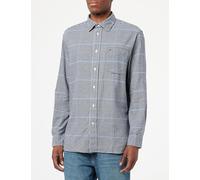 Tommy Hilfiger Uomo Maglietta Maniche Lunghe Brushed Gingham Overcheck Shirt con Taschino sul Petto, Blu (Carbon Navy/Multi), XL
