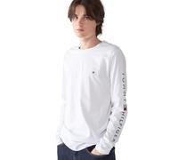 Tommy Hilfiger Uomo Maglietta Maniche Lunghe Tommy Logo Cotone, Bianco (White), XL