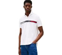 Tommy Hilfiger Uomo Maglietta Polo Maniche Chest Insert Regular Fit, Bianco (White), L