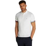 Tommy Hilfiger Uomo Maglietta Polo Maniche Corte Flag Cuff Slim Fit, Bianco (White), L