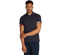 Tommy Hilfiger Uomo Maglietta Polo Maniche Corte Flag Cuff Slim Fit, Blu (Desert Sky), S
