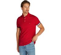 Tommy Hilfiger Uomo Maglietta Polo Maniche Corte Flag Cuff Slim Fit, Multicolore (Medium Red), S