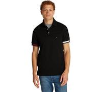 Tommy Hilfiger Uomo Maglietta Polo Maniche Corte Flag Cuff Slim Fit, Nero (Black), L