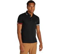 Tommy Hilfiger Uomo Maglietta Polo Maniche Corte Flag Cuff Slim Fit, Nero (Black), L
