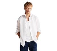 Tommy Hilfiger Uomo Manica Lunga Casual Lino Button Down in Regular Fit Manica Lunga Casual Lino Button Down in Regular Fit, Optic White, L