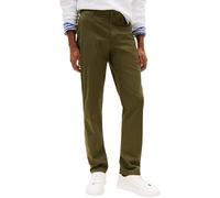 Tommy Hilfiger Uomo Pantaloni Chino Denton Printed Structure Straight Fit, Verde (Dark Greenery), 30W/28L