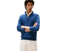 Tommy Hilfiger Uomo Pullover con Cerniera Essential Cotton Mock Mezza Zip, Blu (Aegean Sea), XS