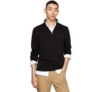 Tommy Hilfiger Uomo Pullover con Cerniera Essential Cotton Mock Mezza Zip, Nero (Black), S