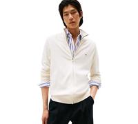 Tommy Hilfiger Uomo Pullover con Cerniera Essential Cotton Zip Thru Colletto alla Coreana, Avorio (Ivory Petal), L