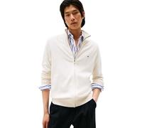 Tommy Hilfiger Uomo Pullover con Cerniera Essential Cotton Zip Thru Colletto alla Coreana, Avorio (Ivory Petal), M