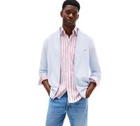 Tommy Hilfiger Uomo Pullover con Cerniera Essential Cotton Zip Thru Colletto alla Coreana, Blu (Breezy Blue), XL