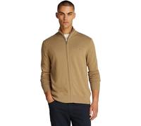 Tommy Hilfiger Uomo Pullover con Cerniera Essential Cotton Zip Thru Collo alla Coreana, Beige (Safari Canvas), XS