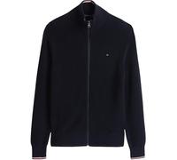 Tommy Hilfiger Uomo Pullover con Cerniera Rib Zip Through con Colletto alla Coreana, Blu (Desert Sky), XL